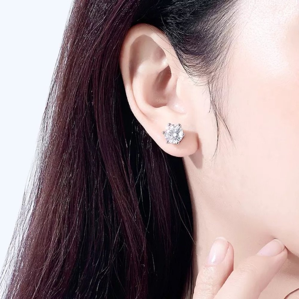Certified 4ct. t.w. Diamond Stud Earrings 18k Gold over Italy Silver - Picture 8 of 16